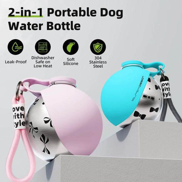 ROVÉ Travel Water Bottle with fold-out bowl