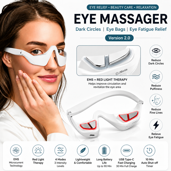 EMS Eye Massager for Dark Circles, Puffy Eyes & Eye Fatigue Relief